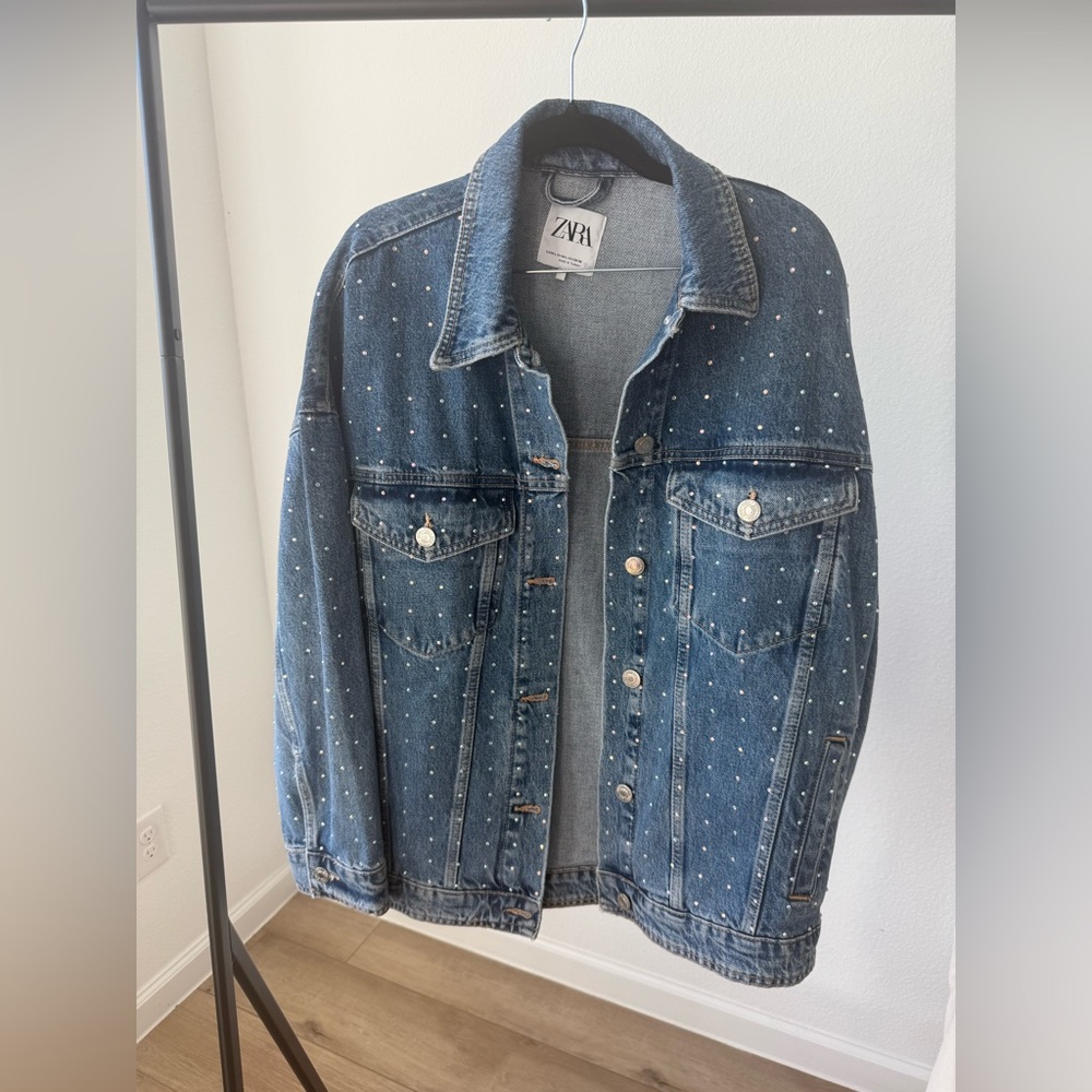 Zara Oversized Embellished Denim Jacket